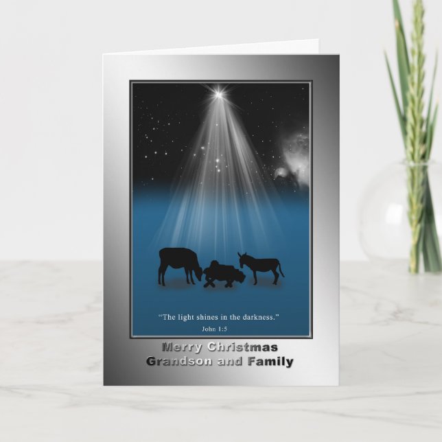 Christmas, Grandson and Family, Religious, Card (Front)