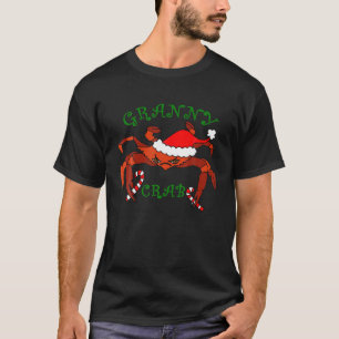 Christmas Granny Crab Santa Hat Funny Matching Fam T-Shirt