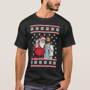 Christmas Graphic Santa and Jesus Jingle Bros Oatm T-Shirt