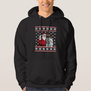 Christmas Graphic Santa Jesus Jingle Bros Wine Lov Hoodie