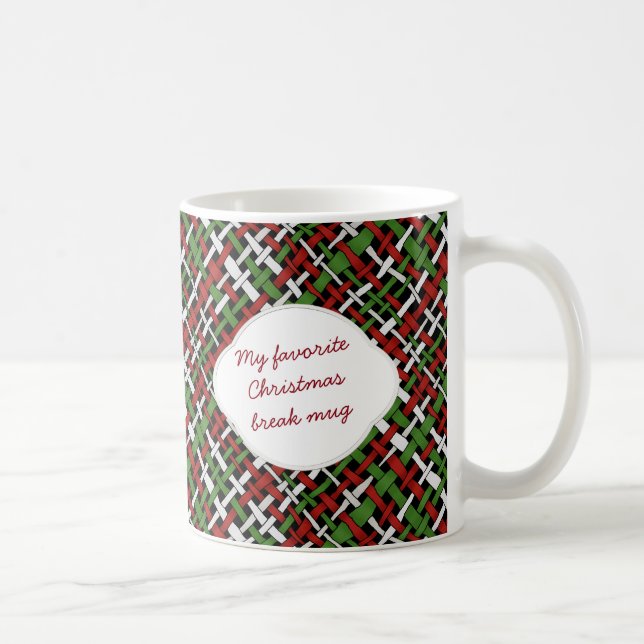 Christmas Graphical Woven Burlap Pattern Text Coffee Mug (Right)
