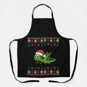 Christmas Grasshopper Santa Hat Ugly Sweater Xmas Apron