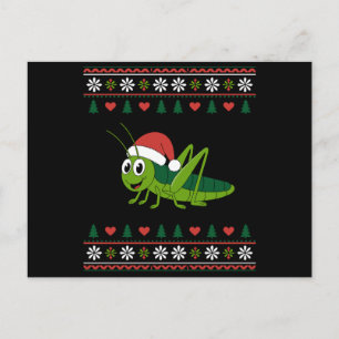 Christmas Grasshopper Santa Hat Ugly Sweater Xmas Holiday Postcard
