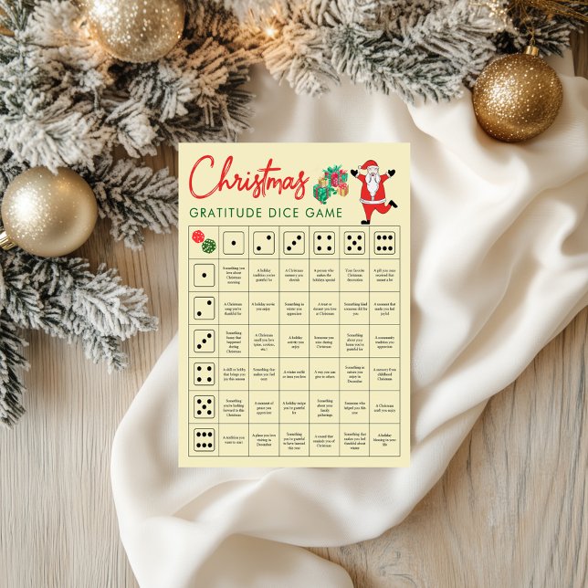 Christmas Gratitude Dice Game Light Yellow Holiday (Christmas Gratitude Dice Game Light Yellow Holiday)