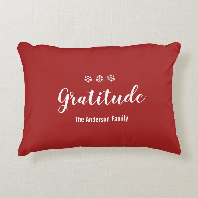 Christmas Gratitude Red Custom Accent Pillow (Front)