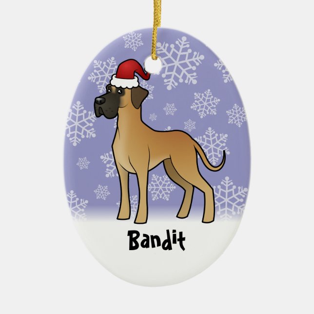 Christmas Great Dane(add your pets name) Ceramic Tree Decoration (Front)