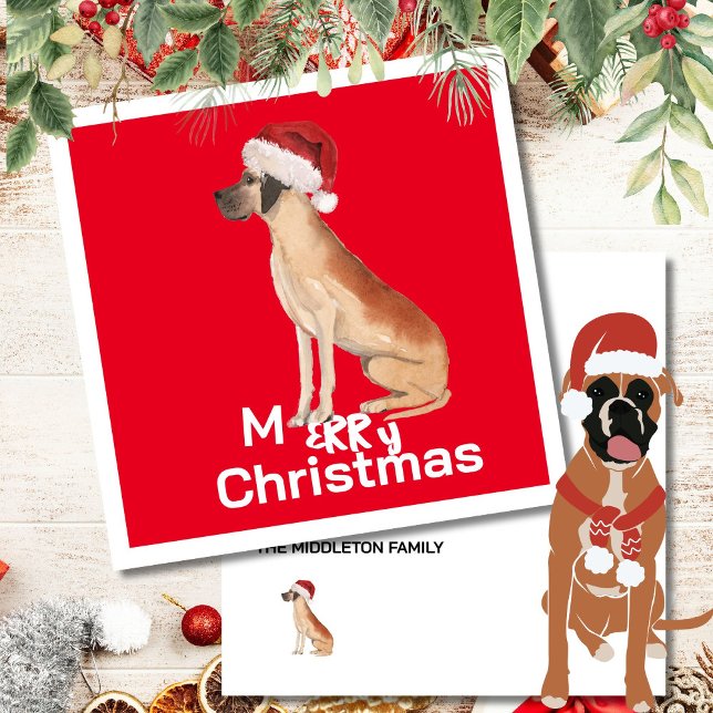 Christmas Great Dane Dog Merry Greeting Card (Creator Uploaded)