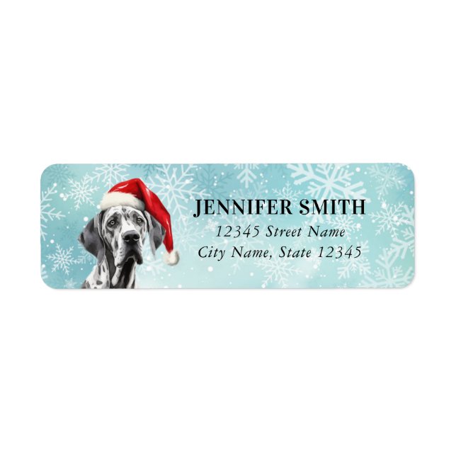 Christmas Great Dane Dog Return Address Labels (Front)