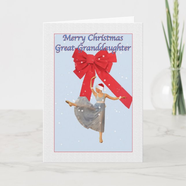 Christmas, Great Granddaughter, Ballerina Holiday Card (Front)