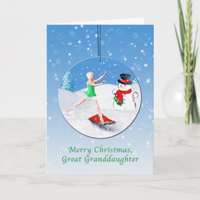 Christmas, Great Granddaughter, Ballet Dancer Holiday Card (Front)