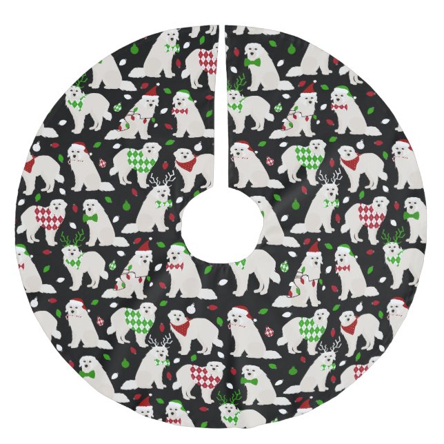 Christmas Great Pyrenees Dogs Brushed Polyester Tree Skirt (Front)