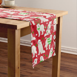 Christmas Great Pyrenees Dogs Short Table Runner