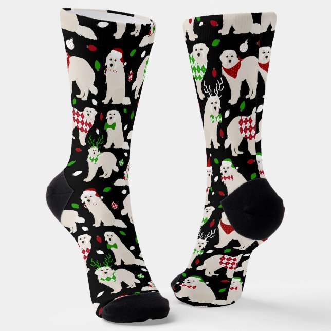 Christmas Great Pyrenees Dogs Socks (Angled)