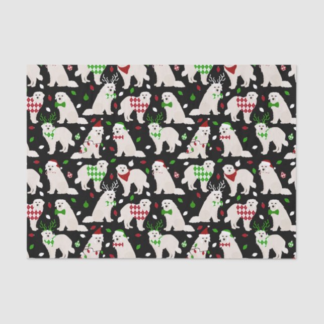 Christmas Great Pyrenees Dogs Tissue Paper (Front)