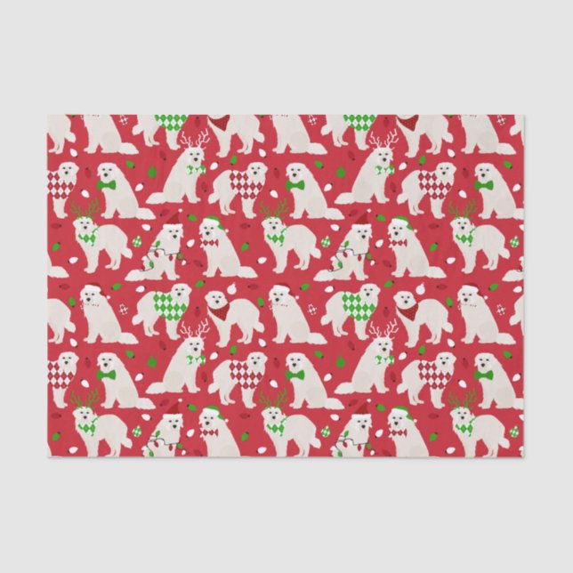 Christmas Great Pyrenees Dogs Tissue Paper (Front)