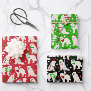 Christmas Great Pyrenees Dogs Wrapping Paper Sheet