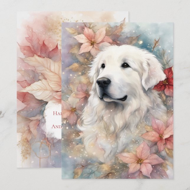 Christmas Great Pyrenees Flat Holiday Card (Front/Back)
