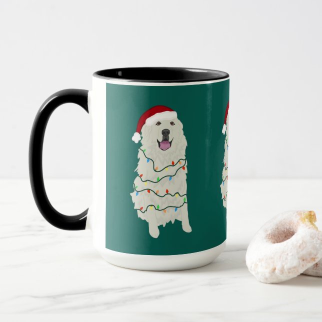 Christmas Great Pyrenees  Mug (With Donut)