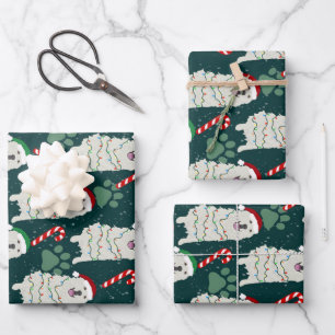 Christmas Great Pyrenees Wrapping Paper Sheet