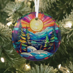 Christmas Great Smoky Mountain Stained Glass Coupl Tree Decoration