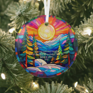 Christmas Great Smoky Mountain Stained Glass Engag Tree Decoration