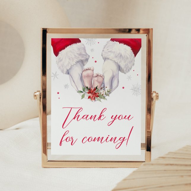 Christmas Greatest Gift Thank you for Coming Poster (Santa Christmas Greatest Gift Baby Shower Thank you for Coming Sign)
