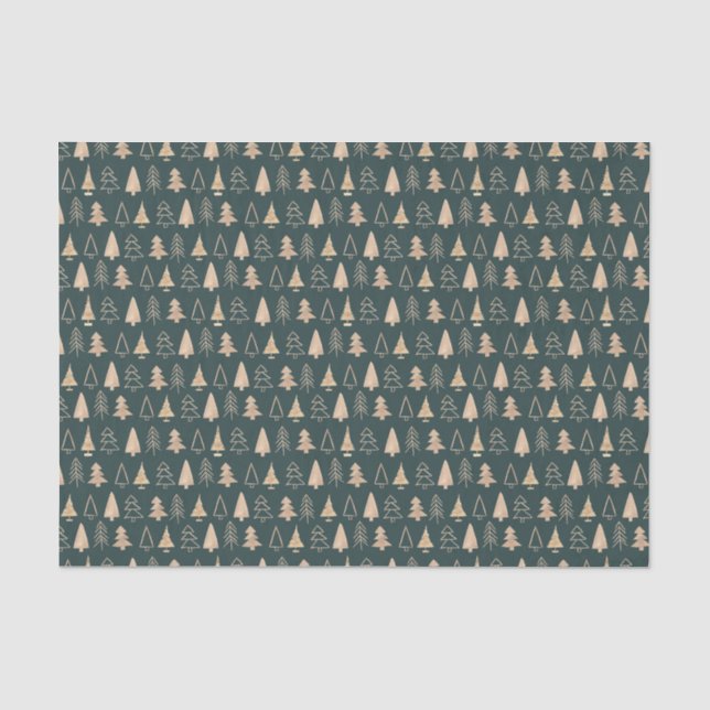 Christmas green and beige pine tree pattern gift t tissue paper (Front)