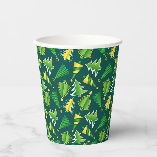 Christmas Green and Gold Tree   Paper Cups (Front)