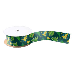 Christmas Green and Gold Tree  Satin Ribbon