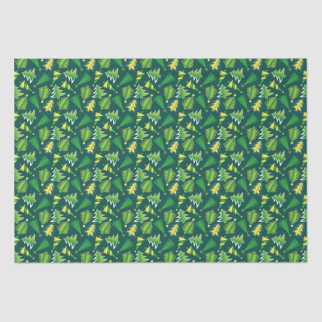 Christmas Green and Gold Tree tissue Paper  (Front)