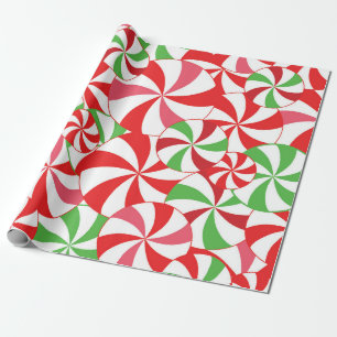 Christmas Green and Red Candy Cane Gift Wrap paper