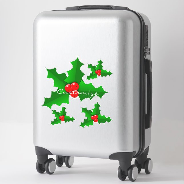 Christmas Green and red holly Thunder_Cove  (Suitcase)