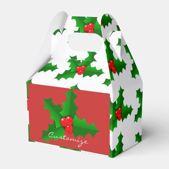 Christmas Green and red holly Thunder_Cove Favour Box (Front Side)