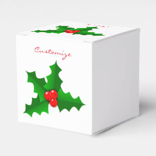 Christmas Green and red holly Thunder_Cove Favour Box