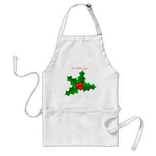 Christmas Green and red holly Thunder_Cove Standard Apron