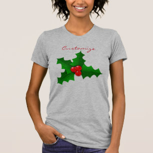 Christmas Green and red holly Thunder_Cove T-Shirt