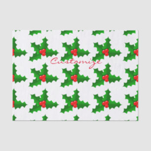 Christmas Green and red holly Thunder_Cove Tissue Paper