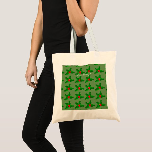 Christmas Green and red holly Thunder_Cove Tote Bag (Front (Product))