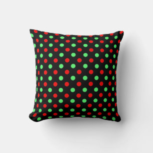 Christmas - Green and Red Polka Dots Pattern Cushion