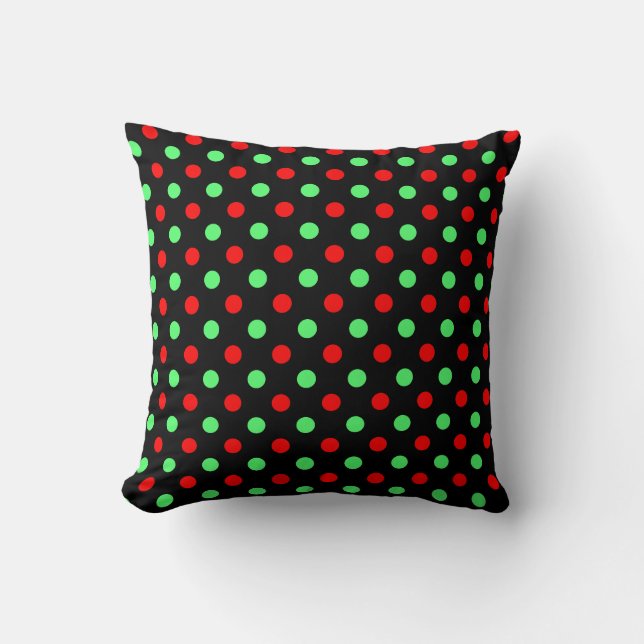 Christmas - Green and Red Polka Dots Pattern  Cushion (Front)