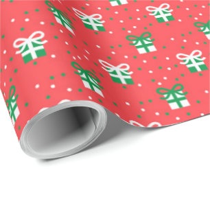 Christmas Green and White Presents with Poke A Dot Wrapping Paper