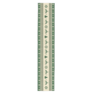 Christmas green and white table runner 16" x 90"