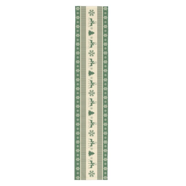 Christmas green and white table runner 16" x 90" (Front)