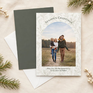 Christmas Green Arch Photo Season's Greetings Holiday Card