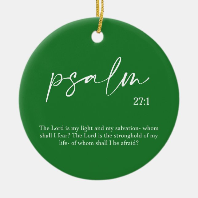 Christmas Green Bible Verse Ceramic Ornament (Front)