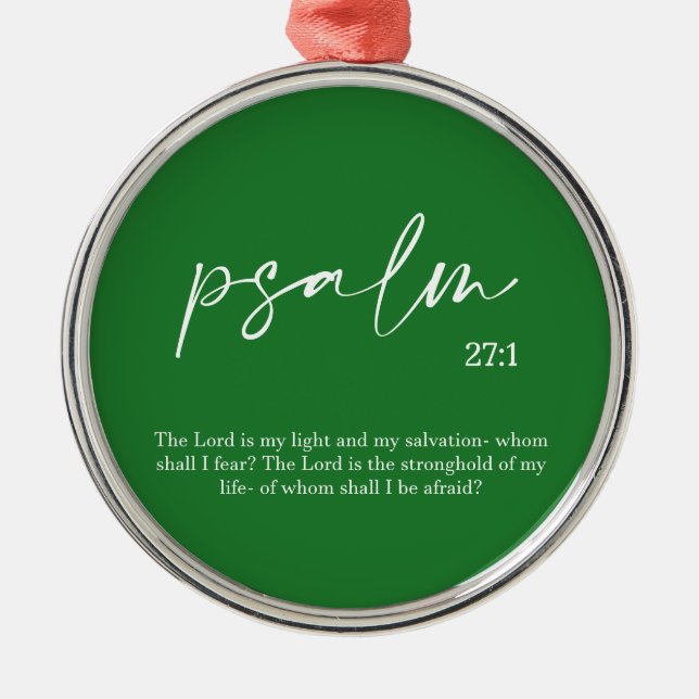Christmas Green Bible Verse Psalm  Metal Tree Decoration (Front)