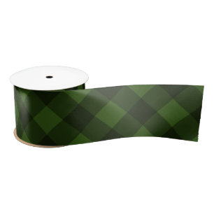 Christmas Green & Black Buffalo Plaid Satin Ribbon