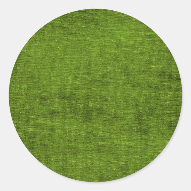 Christmas Green Chenille Fabric Texture Classic Round Sticker (Front)