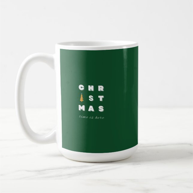 Christmas, Green Christmas Art, Holiday Season Dec Coffee Mug (Left)