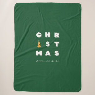 Christmas, Green Christmas Art, Holiday Season Sherpa Blanket